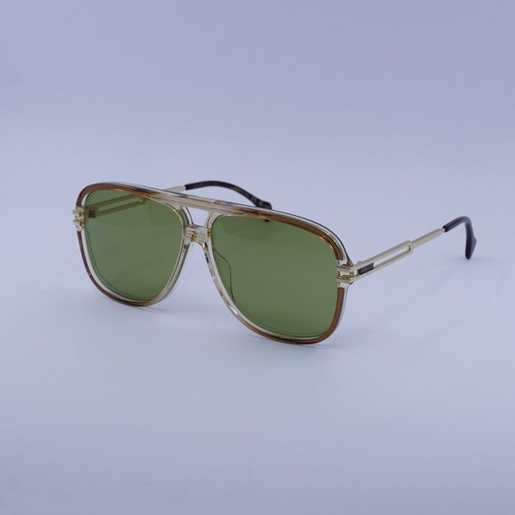 Gucci GG1105S 003 Sunglasses Brown/Gold Aviator Frame, Green Lenses - Picture 2 of 10